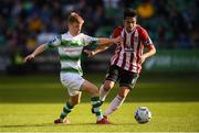 8 June 2019; Gerardo Bruna of Derry City in action against Brandon Kavanagh of Shamrock Rovers during the SSE Airtricity League Premier Division match between Shamrock Rovers and Derry City at Tallaght Stadium in Dublin. Photo by Stephen McCarthy/Sportsfile