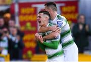 8 June 2019; Trevor Clarke of Shamrock Rovers celebrates after scoring his side's first goal with team-mate Aaron Greene during the SSE Airtricity League Premier Division match between Shamrock Rovers and Derry City at Tallaght Stadium in Dublin. Photo by Stephen McCarthy/Sportsfile