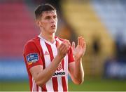 8 June 2019; Eoin Toal of Derry City applauds to supporters following the SSE Airtricity League Premier Division match between Shamrock Rovers and Derry City at Tallaght Stadium in Dublin. Photo by Stephen McCarthy/Sportsfile