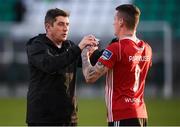 8 June 2019; Derry City manager Declan Devine and David Parkhouse following the SSE Airtricity League Premier Division match between Shamrock Rovers and Derry City at Tallaght Stadium in Dublin. Photo by Stephen McCarthy/Sportsfile