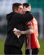 8 June 2019; Derry City manager Declan Devine and David Parkhouse following the SSE Airtricity League Premier Division match between Shamrock Rovers and Derry City at Tallaght Stadium in Dublin. Photo by Stephen McCarthy/Sportsfile