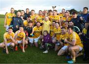 8 June 2019; Antrim players celebrate victory after the GAA Football All-Ireland Senior Championship Round 1 match between Louth and Antrim at Gaelic Grounds in Drogheda, Louth. Photo by Ray McManus/Sportsfile