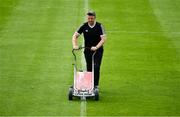 9 June 2019; John Coogan, head groundsman, lines the pitch before the Leinster GAA Hurling Senior Championship Round 4 match between Kilkenny and Galway at Nowlan Park in Kilkenny. Photo by Ray McManus/Sportsfile