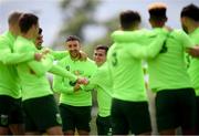 9 June 2019; Josh Cullen, right with Enda Stevens, centre, during a Republic of Ireland training session at the FAI National Training Centre in Abbotstown, Dublin. Photo by Stephen McCarthy/Sportsfile