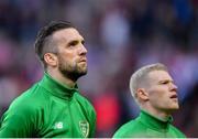 7 June 2019; Shane Duffy of Republic of Ireland during the UEFA EURO2020 Qualifier Group D match between Denmark and Republic of Ireland at Telia Parken in Copenhagen, Denmark. Photo by Seb Daly/Sportsfile