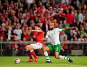 7 June 2019; Thomas Delaney of Denmark in action against David McGoldrick of Republic of Ireland during the UEFA EURO2020 Qualifier Group D match between Denmark and Republic of Ireland at Telia Parken in Copenhagen, Denmark. Photo by Seb Daly/Sportsfile