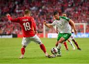 7 June 2019; Enda Stevens of Republic of Ireland in action against Lasse Schöne of Denmark during the UEFA EURO2020 Qualifier Group D match between Denmark and Republic of Ireland at Telia Parken in Copenhagen, Denmark. Photo by Seb Daly/Sportsfile