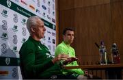 9 June 2019; Republic of Ireland manager Mick McCarthy and captain Seamus Coleman during a press conference at the FAI National Training Centre in Abbotstown, Dublin. Photo by Stephen McCarthy/Sportsfile