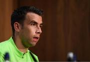 9 June 2019; Seamus Coleman during a Republic of Ireland press conference at the FAI National Training Centre in Abbotstown, Dublin. Photo by Stephen McCarthy/Sportsfile