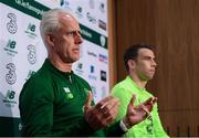 9 June 2019; Republic of Ireland manager Mick McCarthy and captain Seamus Coleman during a press conference at the FAI National Training Centre in Abbotstown, Dublin. Photo by Stephen McCarthy/Sportsfile