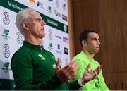 9 June 2019; Republic of Ireland manager Mick McCarthy and captain Seamus Coleman during a press conference at the FAI National Training Centre in Abbotstown, Dublin. Photo by Stephen McCarthy/Sportsfile