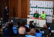 9 June 2019; Republic of Ireland captain Seamus Coleman and manager Mick McCarthy during a press conference at the FAI National Training Centre in Abbotstown, Dublin. Photo by Stephen McCarthy/Sportsfile