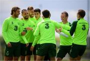 9 June 2019; Republic of Ireland players, from left, Jeff Hendrick, Conor Hourihane, Richard Keogh, Callum O'Dowda, Robbie Brady, Glenn Whelan and Ronan Curtis during a training session at the FAI National Training Centre in Abbotstown, Dublin. Photo by Stephen McCarthy/Sportsfile