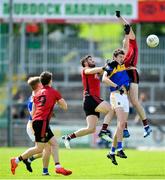 9 June 2019; Jack Kennedy of Tipperary in action against Kevin McKernan, left, and Johnny Flynn of Down during the GAA Football All-Ireland Senior Championship Round 1 match between Down and Tipperary at Pairc Esler in Newry, Down. Photo by David Fitzgerald/Sportsfile