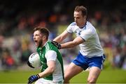 9 June 2019; James McMahon of Fermanagh in action against Conor Boyle of Monaghan during the GAA Football All-Ireland Senior Championship Round 1 match between Monaghan and Fermanagh at St Tiarnach's Park in Clones, Monaghan. Photo by Philip Fitzpatrick/Sportsfile