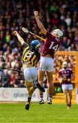 9 June 2019; Jason Flynn of Galway wins possession ahead of Huw Lawlor of Kilkenny during the Leinster GAA Hurling Senior Championship Round 4 match between Kilkenny and Galway at Nowlan Park in Kilkenny. Photo by Ray McManus/Sportsfile
