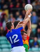 9 June 2019; Michael Quinn of Longford in action against Sean Gannon of Carlow during the GAA Football All-Ireland Senior Championship Round 1 match between Carlow and Longford at Netwatch Cullen Park in Carlow. Photo by Ramsey Cardy/Sportsfile