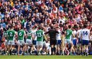 9 June 2019; Both teams tussle after the GAA Football All-Ireland Senior Championship Round 1 match between Monaghan and Fermanagh at St Tiarnach's Park in Clones, Monaghan. Photo by Oliver McVeigh/Sportsfile