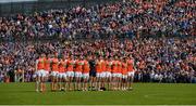 9 June 2019; The Armagh team stand for the national anthem before the Ulster GAA Football Senior Championship Semi-Final Replay match between Cavan and Armagh at St Tiarnach's Park in Clones, Monaghan. Photo by Oliver McVeigh/Sportsfile
