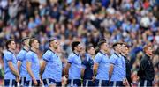 9 June 2019; Dublin captain Stephen Cluxton, centre, stands with his team-mates for Amhrán na bhFiann before making his 100th senior championship appearance for Dublin in the Leinster GAA Football Senior Championship Semi-Final match between Dublin and Kildare at Croke Park in Dublin. Photo by Piaras Ó Mídheach/Sportsfile