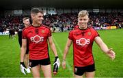 9 June 2019; Pat Havern, left, and Jerome Johnston of Down celebrate following the GAA Football All-Ireland Senior Championship Round 1 match between Down and Tipperary at Pairc Esler in Newry, Down. Photo by David Fitzgerald/Sportsfile