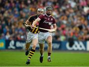 9 June 2019; Aidan Harte of Galway in action against TJ Reid of Kilkenny during the Leinster GAA Hurling Senior Championship Round 4 match between Kilkenny and Galway at Nowlan Park in Kilkenny. Photo by Daire Brennan/Sportsfile