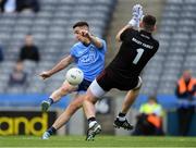 9 June 2019; Cormac Costello of Dublin takes a shot on goal that was saved by Kildare goalkeeper Mark Donnellan during the Leinster GAA Football Senior Championship Semi-Final match between Dublin and Kildare at Croke Park in Dublin. Photo by Piaras Ó Mídheach/Sportsfile