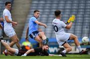 9 June 2019; Cormac Costello of Dublin has his shot on goal saved by David Slattery of Kildare, 10, as Kildare goalkeeper Mark Donnellan and Mick O'Grady look on during the Leinster GAA Football Senior Championship Semi-Final match between Dublin and Kildare at Croke Park in Dublin. Photo by Piaras Ó Mídheach/Sportsfile