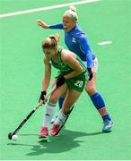 9 June 2019; Chloe Watkins of Ireland in action against Tereza Mejzlikova of Czech Republic during the FIH World Hockey Series Group A match between Ireland and Czech Republic at Banbridge Hockey Club in Banbridge, Down. Photo by Eóin Noonan/Sportsfile