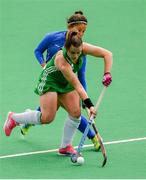 9 June 2019; Lizzie Colvin of Ireland in action against Natálie Nováková of Czech Republic during the FIH World Hockey Series Group A match between Ireland and Czech Republic at Banbridge Hockey Club in Banbridge, Down. Photo by Eóin Noonan/Sportsfile