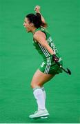 9 June 2019; Anna O'Flanagan of Ireland celebrates after scoring her side's second goal during the FIH World Hockey Series Group A match between Ireland and Czech Republic at Banbridge Hockey Club in Banbridge, Down. Photo by Eóin Noonan/Sportsfile