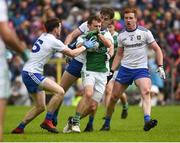 9 June 2019; Declan McCusker of Fermanagh in action against Conor McManus, Niall Kearns and Kieran Duffy of Monaghan during the GAA Football All-Ireland Senior Championship Round 1 match between Monaghan and Fermanagh at St Tiarnach's Park in Clones, Monaghan. Photo by Oliver McVeigh/Sportsfile