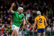 9 June 2019; Aaron Gillane of Limerick celebrates after scoring his side's first goal during the Munster GAA Hurling Senior Championship Round 4 match between Limerick and Clare at the LIT Gaelic Grounds in Limerick. Photo by Diarmuid Greene/Sportsfile