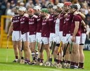 9 June 2019; The Galway team stand together for the national anthem ahead of the Leinster GAA Hurling Senior Championship Round 4 match between Kilkenny and Galway at Nowlan Park in Kilkenny. Photo by Daire Brennan/Sportsfile