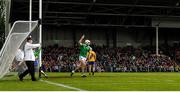 9 June 2019; Aaron Gillane of Limerick celebrates after scoring his side's first goal past Clare goalkeeper Donal Tuohy during the Munster GAA Hurling Senior Championship Round 4 match between Limerick and Clare at the LIT Gaelic Grounds in Limerick. Photo by Diarmuid Greene/Sportsfile