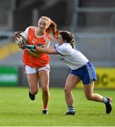 9 June 2019; Blaithin Mackin of Armagh in action against Eva Woods of Monaghan during the TG4 Ulster Ladies Senior Football Championship Semi-Final match between Armagh and Monaghan at Pairc Esler in Newry, Down. Photo by David Fitzgerald/Sportsfile