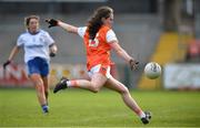 9 June 2019; Niamh Reel of Armagh shoots to score her side's second goal during the TG4 Ulster Ladies Senior Football Championship Semi-Final match between Armagh and Monaghan at Pairc Esler in Newry, Down. Photo by David Fitzgerald/Sportsfile