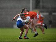 9 June 2019; Aoife McCoy of Armagh is tackled by Eva Woods of Monaghan during the TG4 Ulster Ladies Senior Football Championship Semi-Final match between Armagh and Monaghan at Pairc Esler in Newry, Down. Photo by David Fitzgerald/Sportsfile