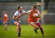 9 June 2019; Aimee Mackin of Armagh in action against Eva Woods of Monaghan during the TG4 Ulster Ladies Senior Football Championship Semi-Final match between Armagh and Monaghan at Pairc Esler in Newry, Down. Photo by David Fitzgerald/Sportsfile