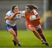 9 June 2019; Aimee Mackin of Armagh in action against Eva Woods of Monaghan during the TG4 Ulster Ladies Senior Football Championship Semi-Final match between Armagh and Monaghan at Pairc Esler in Newry, Down. Photo by David Fitzgerald/Sportsfile