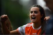 9 June 2019; Aimee Mackin of Armagh celebrates a score from the sideline during the TG4 Ulster Ladies Senior Football Championship Semi-Final match between Armagh and Monaghan at Pairc Esler in Newry, Down. Photo by David Fitzgerald/Sportsfile