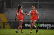 9 June 2019; Sisters and Armagh team-mates Blaithin, right, and Aimee Mackin celebrate following the TG4 Ulster Ladies Senior Football Championship Semi-Final match between Armagh and Monaghan at Pairc Esler in Newry, Down. Photo by David Fitzgerald/Sportsfile