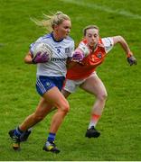 9 June 2019; Eimear McAnespie of Monaghan in action against Aoife McCoy of Armagh during the TG4 Ulster Ladies Senior Football Championship Semi-Final match between Armagh and Monaghan at Pairc Esler in Newry, Down. Photo by David Fitzgerald/Sportsfile