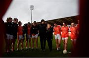 9 June 2019; Armagh joint-manager Lorraine McCaffrey addresses her players following the TG4 Ulster Ladies Senior Football Championship Semi-Final match between Armagh and Monaghan at Pairc Esler in Newry, Down. Photo by David Fitzgerald/Sportsfile