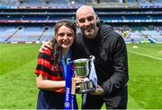 10 June 2019; RTÉ sport pundit Richie Sadlier with his niece Jessica Hughes after she won the Corn Bean Uí Phuirseil for St Colmcille's SNS Knocklyon against St Pius X GNS, Terenure, during the Allianz Cumann na mBunscol Finals 2019 at Croke Park in Dublin. Photo by Piaras Ó Mídheach/Sportsfile