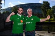 10 June 2019; Republic of Ireland supporters Niall, left, and Kieran Rushe, from Cooktsown, Co. Tyrone, prior to the UEFA EURO2020 Qualifier Group D match between Republic of Ireland and Gibraltar at Aviva Stadium, Lansdowne Road in Dublin. Photo by Harry Murphy/Sportsfile