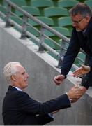 10 June 2019; Republic of Ireland manager Mick McCarthy signs autographs prior to the UEFA EURO2020 Qualifier Group D match between Republic of Ireland and Gibraltar at Aviva Stadium, Lansdowne Road in Dublin. Photo by Stephen McCarthy/Sportsfile