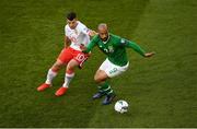 10 June 2019; David McGoldrick of Republic of Ireland in action against Liam Walker of Gibraltar during the UEFA EURO2020 Qualifier Group D match between Republic of Ireland and Gibraltar at Aviva Stadium, Lansdowne Road in Dublin. Photo by Eóin Noonan/Sportsfile