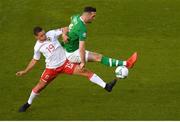 10 June 2019; Shane Duffy of Republic of Ireland in action against Tjay De Barr of Gibraltar during the UEFA EURO2020 Qualifier Group D match between Republic of Ireland and Gibraltar at Aviva Stadium, Lansdowne Road in Dublin. Photo by Eóin Noonan/Sportsfile
