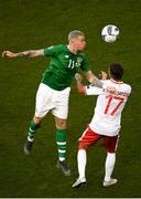 10 June 2019; James McClean of Republic of Ireland in action against Andrew Hernandez of Gibraltar during the UEFA EURO2020 Qualifier Group D match between Republic of Ireland and Gibraltar at Aviva Stadium, Lansdowne Road in Dublin. Photo by Eóin Noonan/Sportsfile